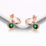 Green Crystal Rose Gold Drop Earrings for Women