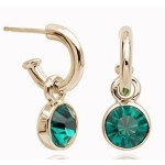 Green Crystal Rose Gold Drop Earrings for Women