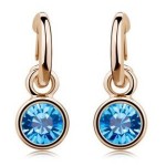 Green Crystal Rose Gold Drop Earrings for Women