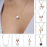 Imitation Pearl Chain Pendant Necklace for Women