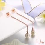 Rose Gold Imitation Pearl and Austrian Crystal Drop Earrings
