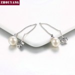 Rose Gold Imitation Pearl and Austrian Crystal Drop Earrings