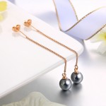 Rose Gold Imitation Pearl and Austrian Crystal Drop Earrings