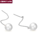 Rose Gold Imitation Pearl and Austrian Crystal Drop Earrings