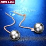 Rose Gold Imitation Pearl and Austrian Crystal Drop Earrings