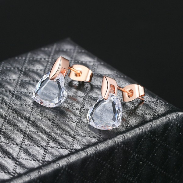 Clear Heart Rose Gold Stud Earrings with Austrian Crystal