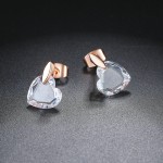 Clear Heart Rose Gold Stud Earrings with Austrian Crystal