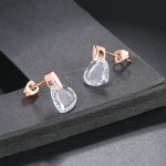 Clear Heart Rose Gold Stud Earrings with Austrian Crystal