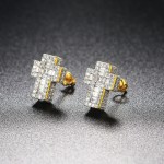 Iced Out Zirconia Cross Stud Earrings for Men and Women