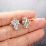 Iced Out Zirconia Cross Stud Earrings for Men and Women