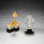 Iced Out Zirconia Cross Stud Earrings for Men and Women