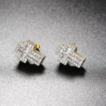 Iced Out Zirconia Cross Stud Earrings for Men and Women
