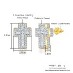 Iced Out Zirconia Cross Stud Earrings for Men and Women