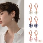 Simple Multi Imitation Pearl Rose Gold Drop Earrings for Women