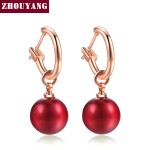 Simple Multi Imitation Pearl Rose Gold Drop Earrings for Women