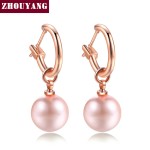 Simple Multi Imitation Pearl Rose Gold Drop Earrings for Women