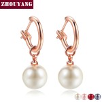 Simple Multi Imitation Pearl Rose Gold Drop Earrings for Women