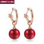 Simple Multi Imitation Pearl Rose Gold Drop Earrings for Women