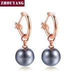 Simple Multi Imitation Pearl Rose Gold Drop Earrings for Women