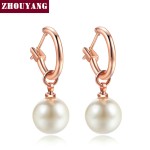 Simple Multi Imitation Pearl Rose Gold Drop Earrings for Women