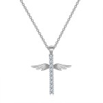 Classic Cross Pendant Necklace for Women with Zircon, Light Gold Choker Chain