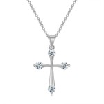 Classic Cross Pendant Necklace for Women with Zircon, Light Gold Choker Chain