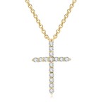 Classic Cross Pendant Necklace for Women with Zircon, Light Gold Choker Chain