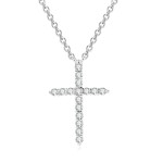Classic Cross Pendant Necklace for Women with Zircon, Light Gold Choker Chain