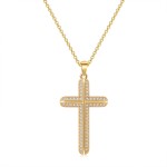 Classic Cross Pendant Necklace for Women with Zircon, Light Gold Choker Chain