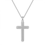 Classic Cross Pendant Necklace for Women with Zircon, Light Gold Choker Chain