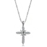 Classic Cross Pendant Necklace for Women with Zircon, Light Gold Choker Chain