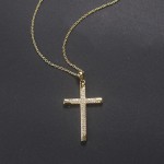 Classic Cross Pendant Necklace for Women with Zircon, Light Gold Choker Chain