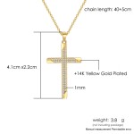 Classic Cross Pendant Necklace for Women with Zircon, Light Gold Choker Chain