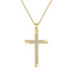 Classic Cross Pendant Necklace for Women with Zircon, Light Gold Choker Chain