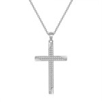 Classic Cross Pendant Necklace for Women with Zircon, Light Gold Choker Chain