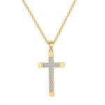 Classic Cross Pendant Necklace for Women with Zircon, Light Gold Choker Chain
