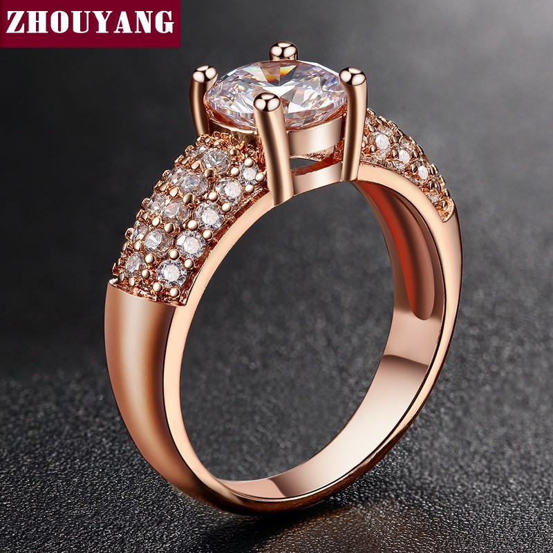 7mm 1.5ct AAA+ CZ Rose Gold Wedding Ring for Women
