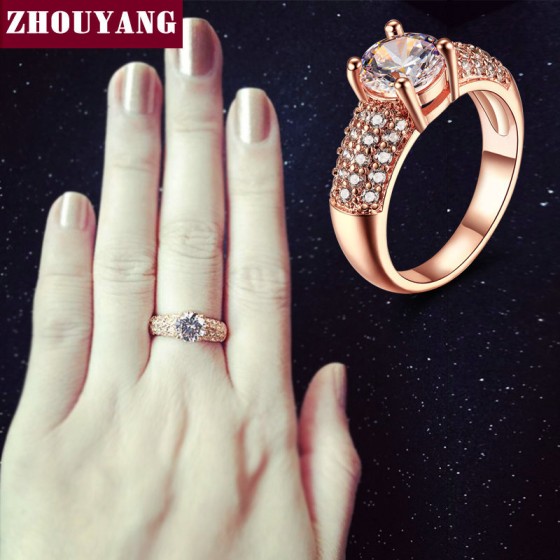 7mm 1.5ct AAA+ CZ Rose Gold Wedding Ring for Women