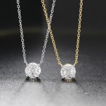 Minimalist Round Pendant Necklace for Women with Zirconia Gold Choker Chain