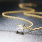Minimalist Round Pendant Necklace for Women with Zirconia Gold Choker Chain