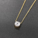 Minimalist Round Pendant Necklace for Women with Zirconia Gold Choker Chain