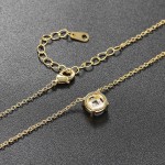 Minimalist Round Pendant Necklace for Women with Zirconia Gold Choker Chain