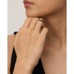 14K Gold Plated Stainless Steel Freshwater Pearl Hand Chain Bracelet for Women