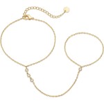 14K Gold Plated Stainless Steel Freshwater Pearl Hand Chain Bracelet for Women