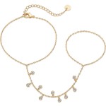 14K Gold Plated Stainless Steel Freshwater Pearl Hand Chain Bracelet for Women