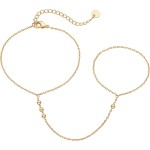 14K Gold Plated Stainless Steel Freshwater Pearl Hand Chain Bracelet for Women