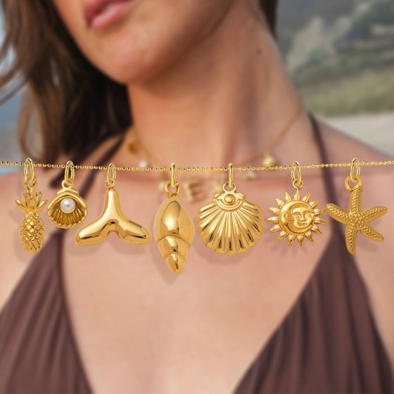 Gold Stainless Steel Starfish Shell Charm for DIY Bracelet Necklace Making
