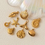 Gold Stainless Steel Starfish Shell Charm for DIY Bracelet Necklace Making