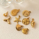Gold Stainless Steel Starfish Shell Charm for DIY Bracelet Necklace Making