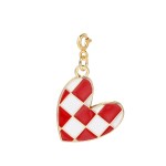 Heart Chess Board Pendant Charm with Bow Tie for DIY Jewelry Making